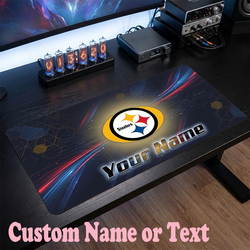 Pittsburgh Steelers Customized Name Text Mouse Pad, Large Desk Mouse Mat Personalized Home Office Present