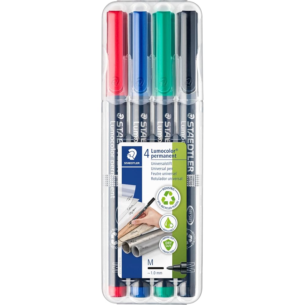 STAEDTLER (STAEDTLER) Oil-based Pen, Lumo Color, Fine Writing, 4 Colors, 317, WP4