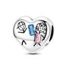 New 925 Silver Circular Heart Shape Friendly Embrace Pray Charms Beads For Women Fit Bracelet DIY Jewelry Gift