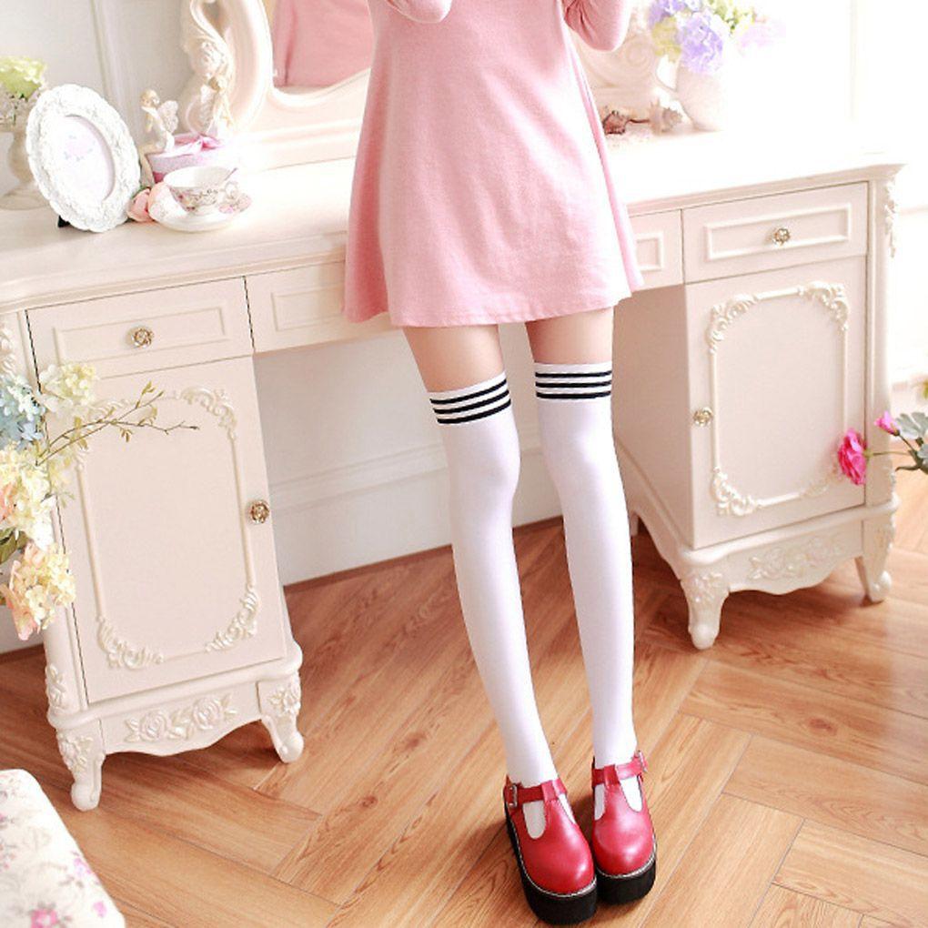 Damen Überknie Oberschenkelstrümpfe Mode Hohe Socken Strumpfhose