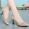 Scarpe da Donna a Punta Moda Rete Strass Tacco Alto Slip-On Punta Acuta Nero Champagne Dropshipping