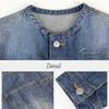 Crossmarberry Collarless Denim Plus Loose Denim Denim Korean Women's Jacket, Size, Fall/Winter, Navy, Fit, Blouson, Jacket, Oversized, Style, Cute,