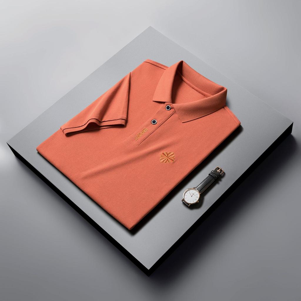 Tricou polo cu mânecă scurtă pentru bărbați, tricou casual lejer cu rever și mânecă jumătate, subțire și respirabil.