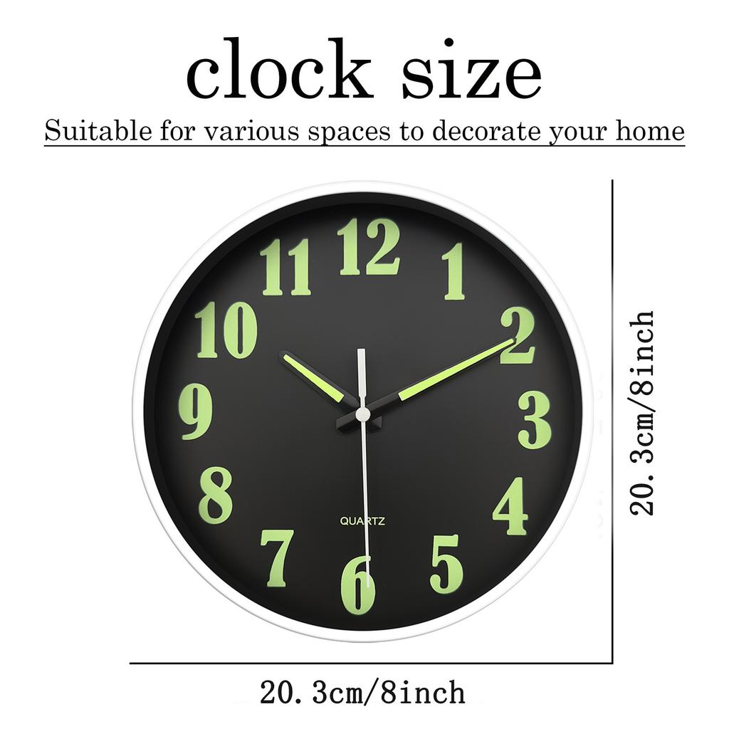 High-Quality 1Pc High-Quality 8 Inch High-Quality Minimalist Glow-In-The-Dark High-Quality Wall High-Quality Clock, High-Quality Luminous