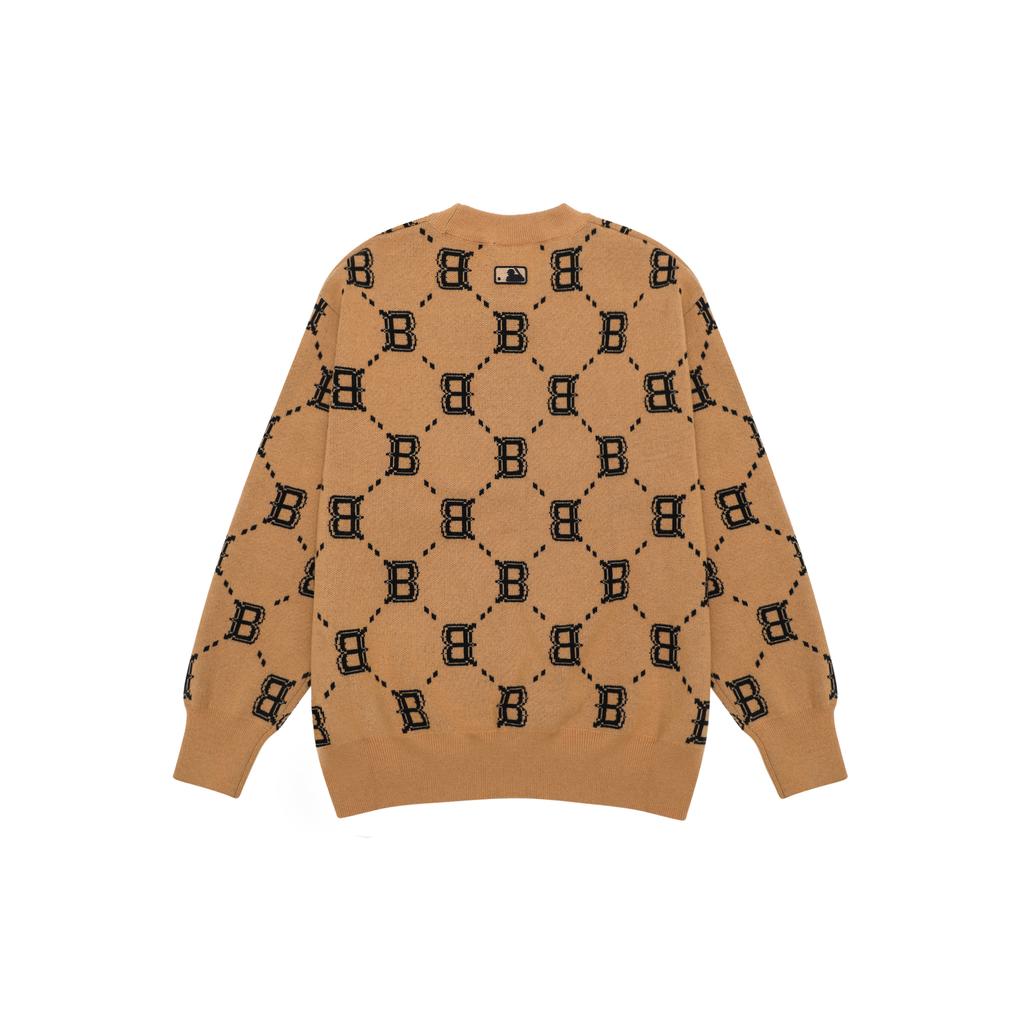 New MLB Old Flower Sweaters Unisex Beige Yellow 3AKPM0226-43BGS