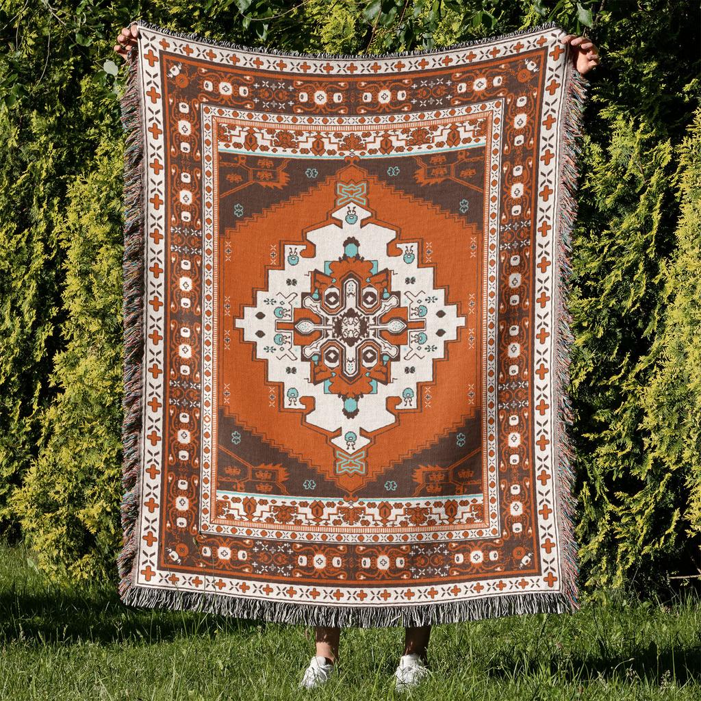 Tribal Leinen Decken Karierte Gestrickte Outdoor Teppiche Camping Picknick Decke Boho Dekorative Bettdecken Sofamatten Reise Teppich Quaste