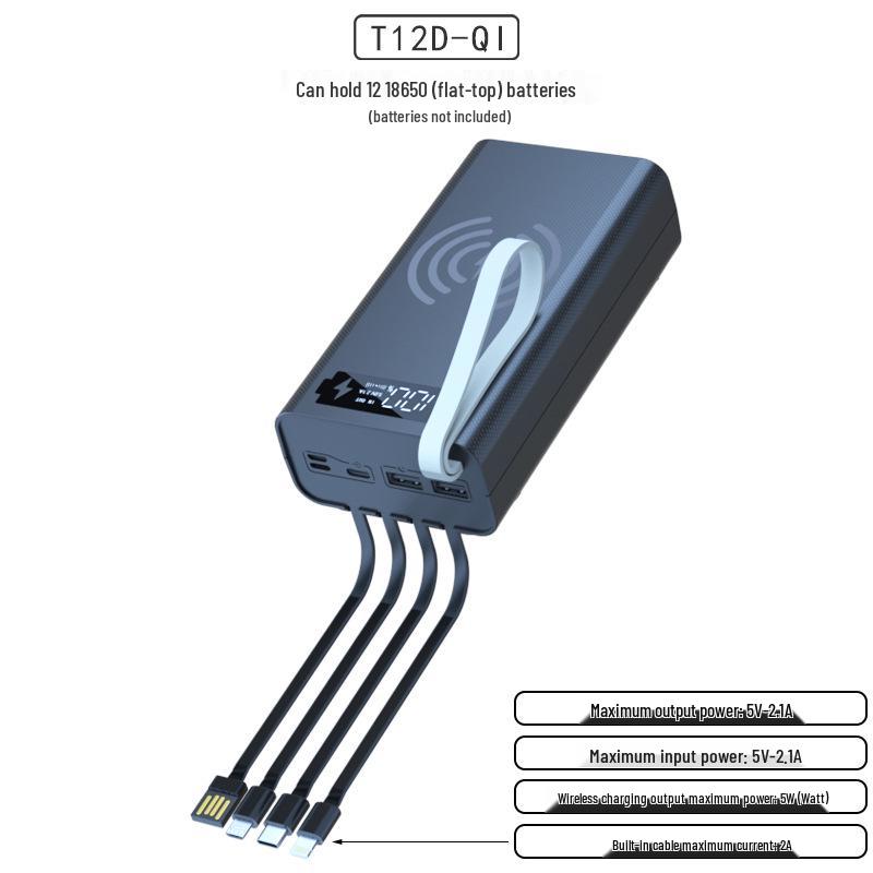 Solderless 4-Wire 12-Section 18650 Power Bank Kit with Ultra-Fast Disassembly