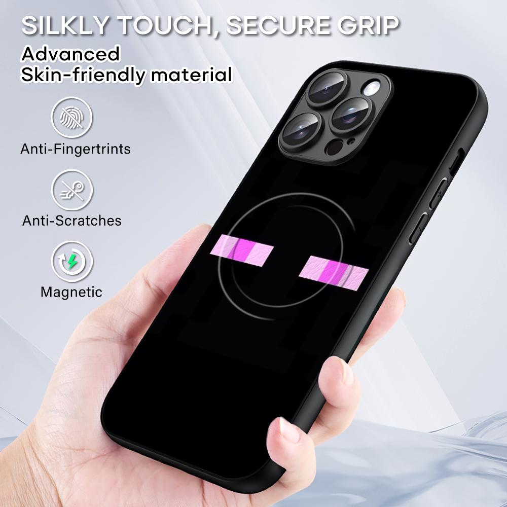 Minimalist pixel fashion mc monster Phone Case For iPhone 16 15 14 13 12 11 Plus Pro Max High-end Luxury Magsafe Sheepskin