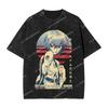 EVA Rei Ayanami Vintage Washed T-Shirt Neon Genesis Evangelion Anime Grafik Streetwear, Oversized Baumwoll-T-Shirt für Herren Damen