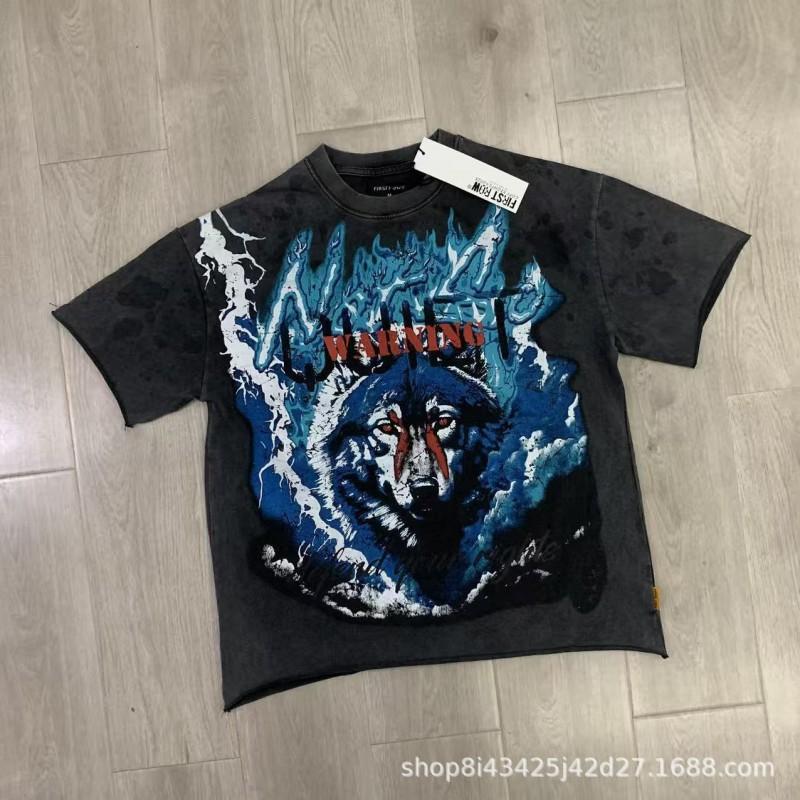 Unisex Oversized Box Fit Cotton Tee With Embroidered Rhinestone Washed Print Round Neck Short Sleeve Casual Top