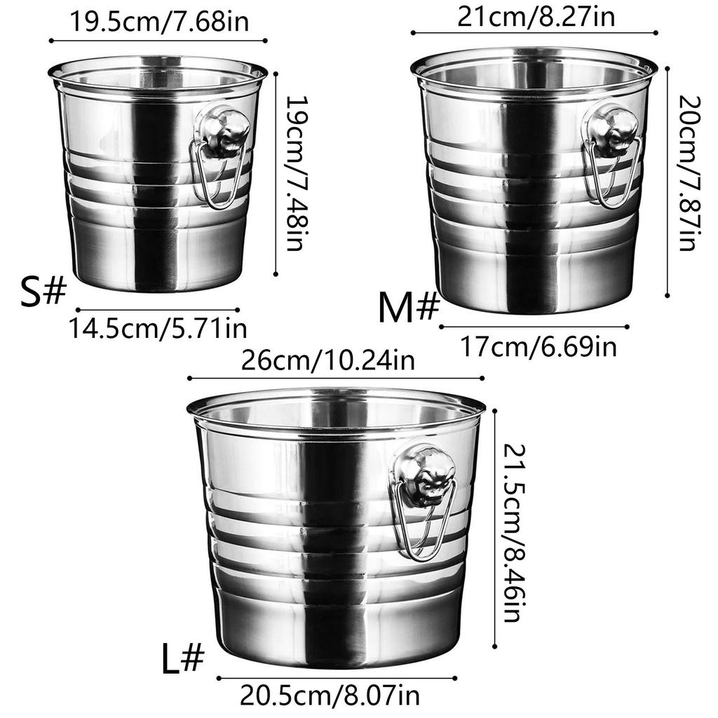 Wine Beer Cooler Stainless Steel Ice Punch Bucket for Beer Wine Party Supplies Portable Ice Chiller Cooler with Handle