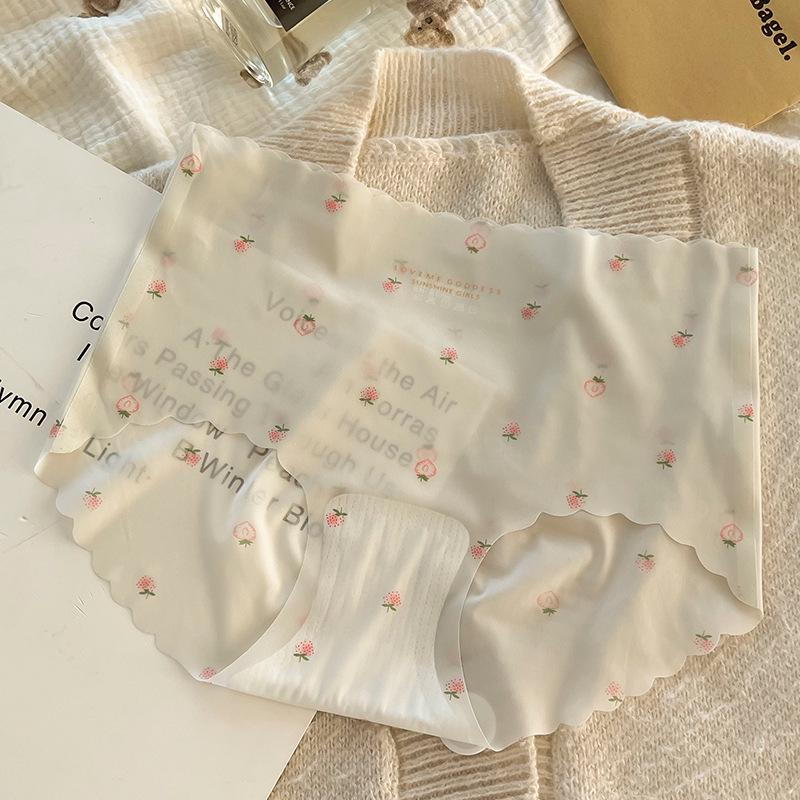 Ice Silk Polka Dot Seamless Quick-Dry Women's High-Waisted Breathable Antibacterial Panty