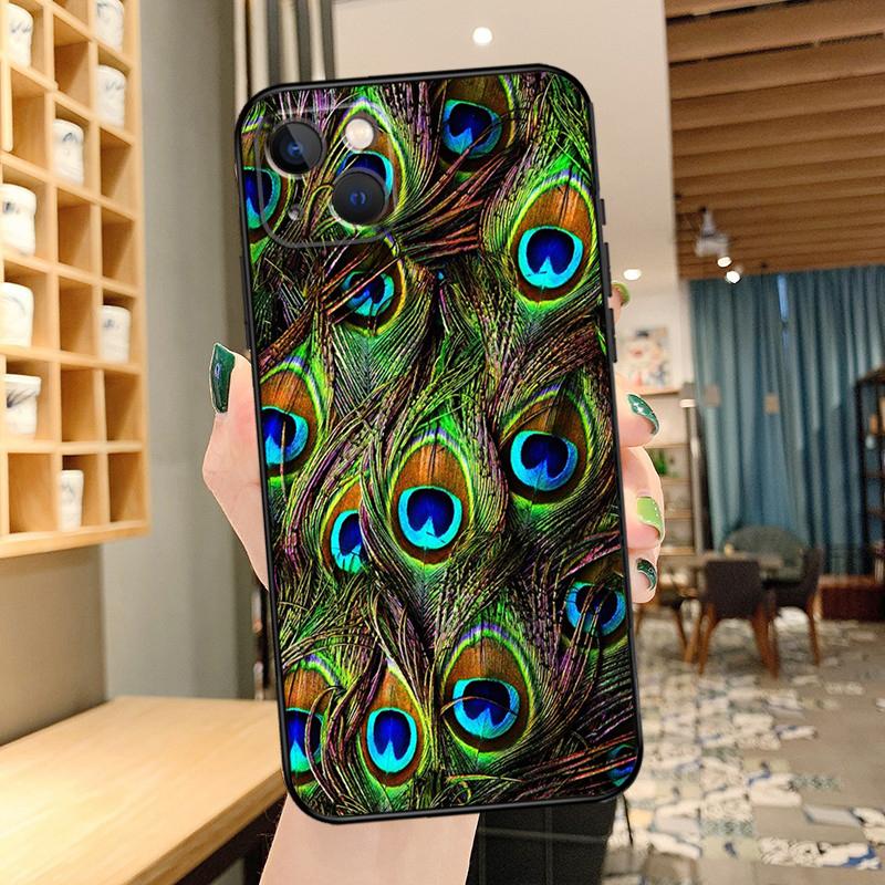 Peacock Feathers Phone Case For iPhone 16 17 Pro Max 15 14 13 11 12 Pro Max Mini 15 16 Plus 16e 17 Air Cover