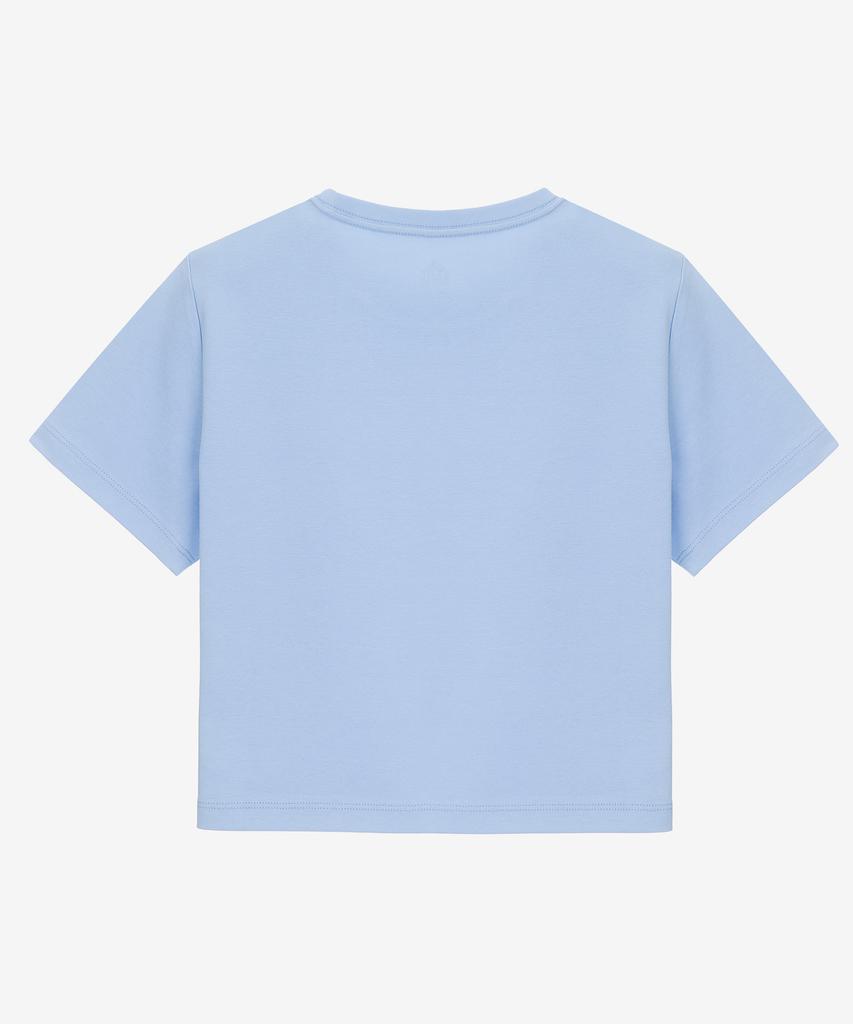 BASIC HOUSE Women'S Round Crop Short Sleeve T-Shirt Blue Lats0202