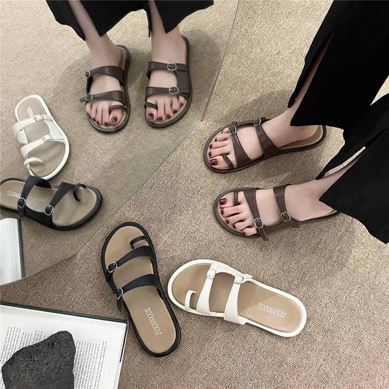 Cool Slippers Women's Summer Wear New Sets of Toes Pinched Feet Seaside Roman Beach Sandals Niche Gentle Evening Breeze
