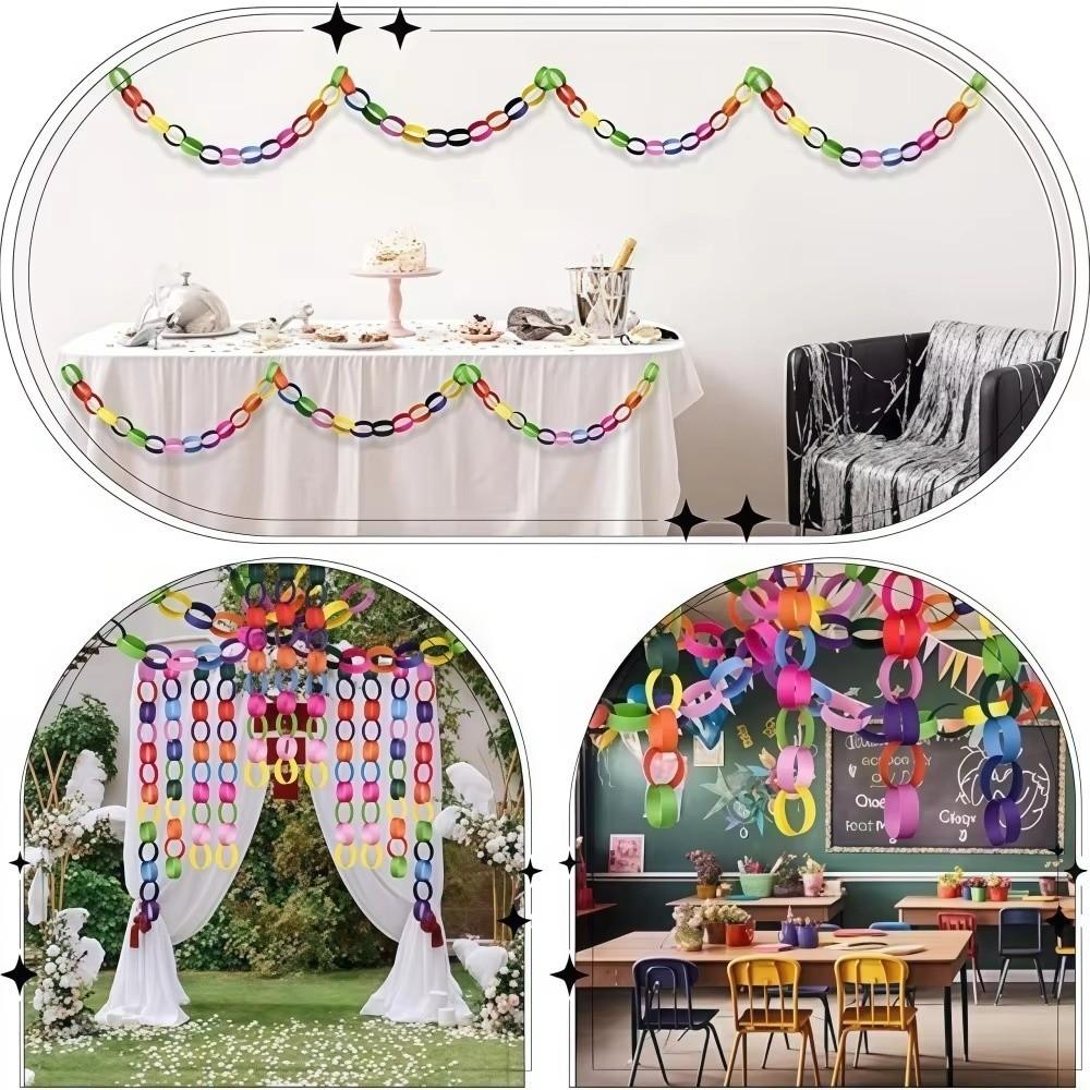 100pcs Creative DIY Assembles Paper Chains Colored Paper Streamers Garland Ribbon Party Backdrop Decoration