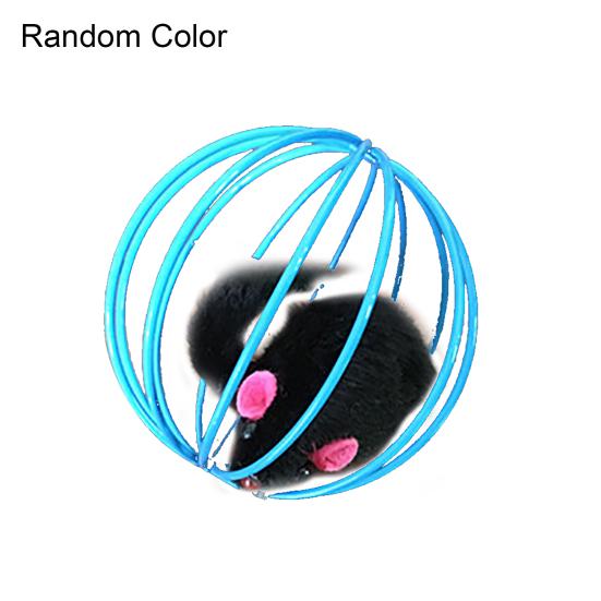 

Забавная игрушка для котенка, плюшевая мышь в клетке, мяч, интерактивная игрушка-дразнилка для кошек со звуком