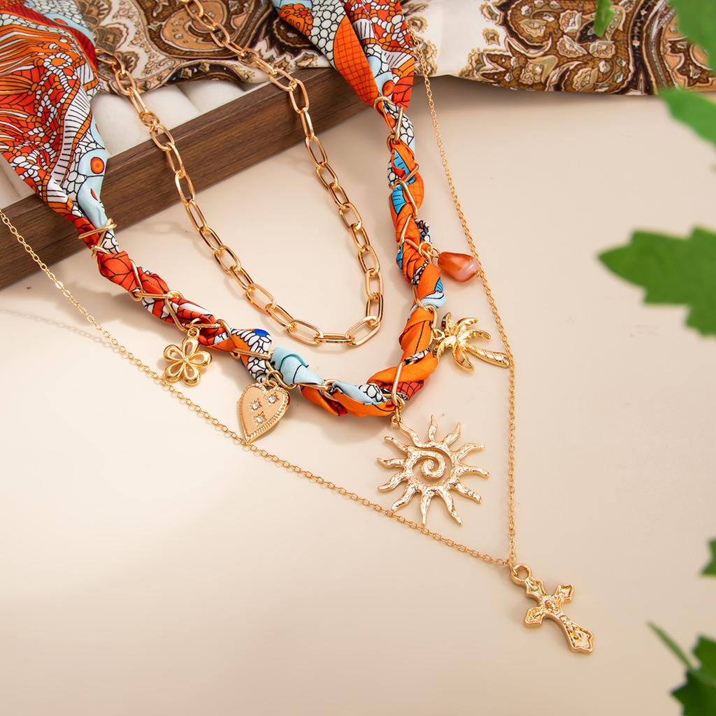 3Pcs/Set Boho Flower Shell Layered Pendant Necklace Set for Women Multilayer Coconut Tree Conch Choker Chain Party Jewelry Gift