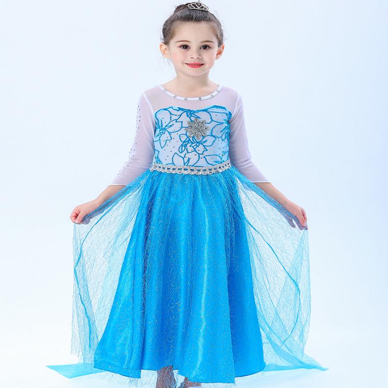 

Frozen Princess Elsa Dress for Girls - Summer Trailing Costume 160 cm светло-синий