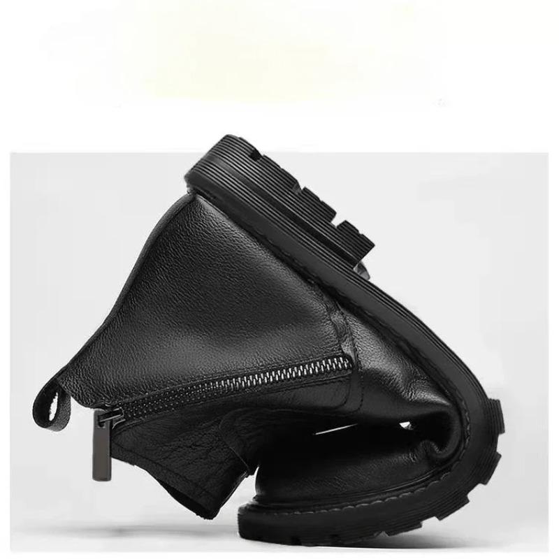 Mens Boots High Quality High Top Leather Boot Classic Business Casual Dress Boot Side Zipper Men Ankle Boots British Short Boots