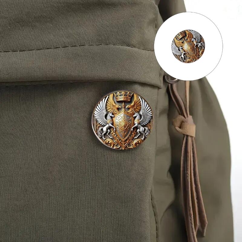 Broche Faucons en Acier Inoxydable Premium Style Gothique Double Tête Broche de Reverber pour Décoration Robuste