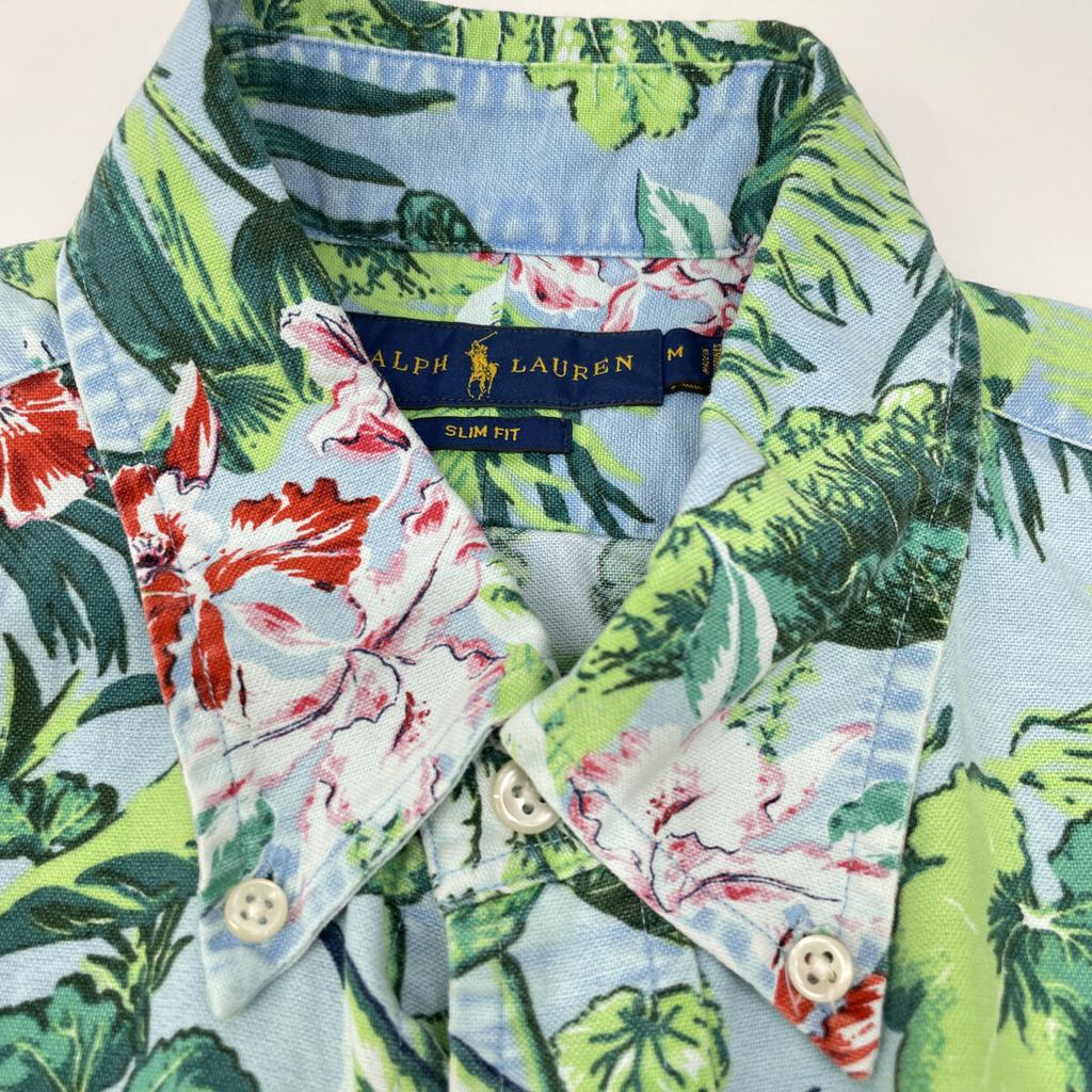 Ralph Lauren Green Oxford Aloha Shirt, Button-Down, Short Sleeve tops M greenUsed