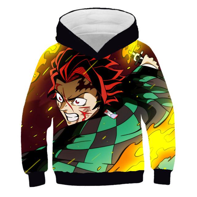 2025 Dětské 3D Mikiny Demon Slayer Módní Podzimní Chlapecká Mikina s Kapucí Manga Kimetsu No Yaiba Chlapci Dívky Svetry 4-14 Let Oblečení