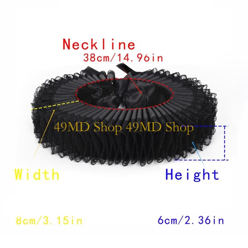 49MD Vintage Styles Neck Ruff Unique Fashion Necklace Ruffled Pattern Neck Collar for Casual Gatherings