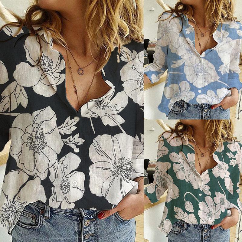 Womens Polyester Blouse Tops Ladies Baggy Long Sleeve Casual T-Shirt