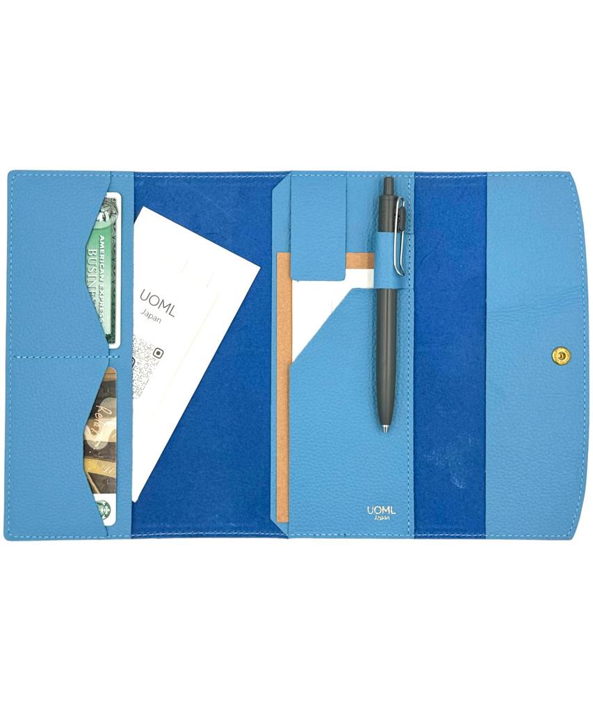 UOML Genuine Leather Planner Cover, Made In Japan (Light Blue, Hobonichi Techo Weeks)