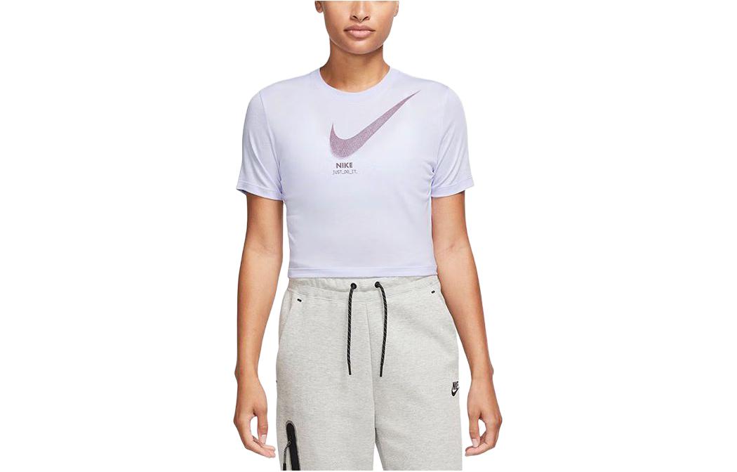 Nike Crop Tops Women s Purple Crew Neck Moderate DZ3750-536 S