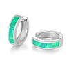 White Blue Opal Classic Small Round Circle Hoop Earrings For Women Vintage Wedding Engagement Jewelry Gifts Box