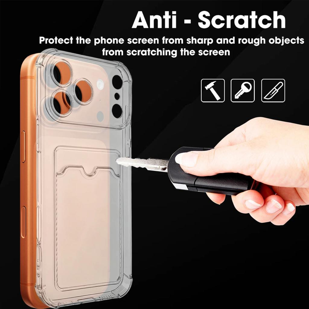 For IPhone 17 Phone Case with Card Holder Thin Lightweight Transparent Phone Covers with Credit Card Slot for IPhone 17 ProMax