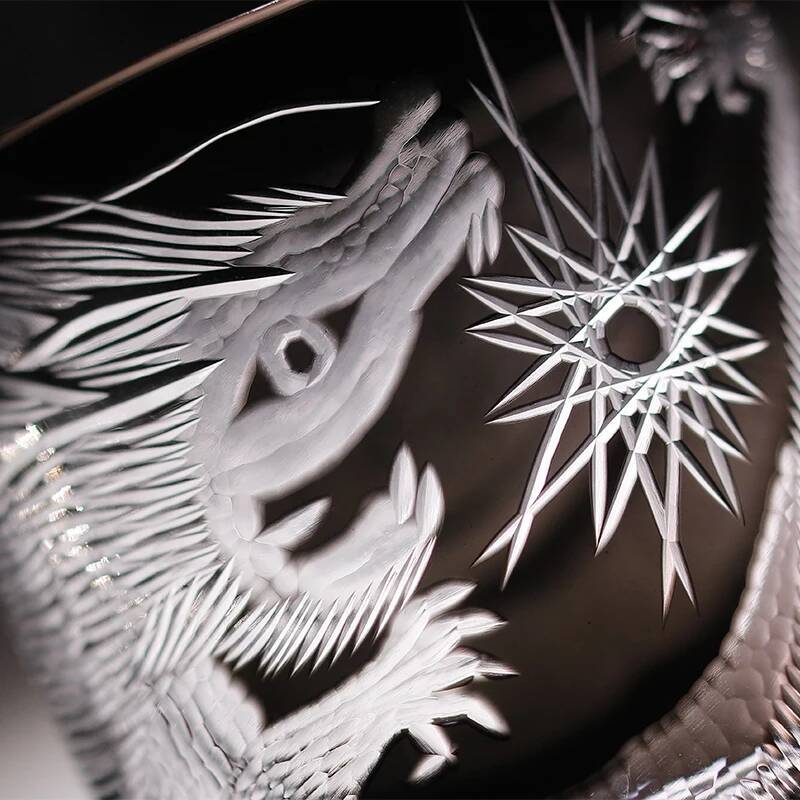 Chinese Dragon Hand Engraving Crystal Brandy Snifter Whiskey Glass Liquor Cup Top Luxury Gifts Loong Edo Kiriko Mug Wineglass