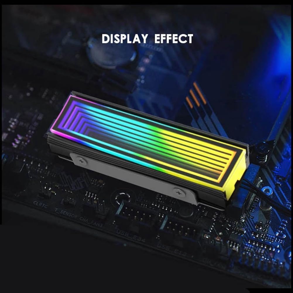PARTSYN ARGB NVMe M.2 SSD 2280 Memory Heatsink Radiator with Infinity Lens, Addressable RGB 16.8 Million Colors, 5V 3-pin (Silver)