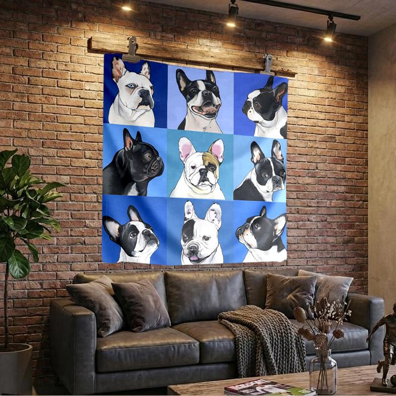 French Bulldog Printed Tapestry, Wall Hanging,Livingroom, dormitory, Large Wall Decor, Fabric Decor Fan Birthday Gifts