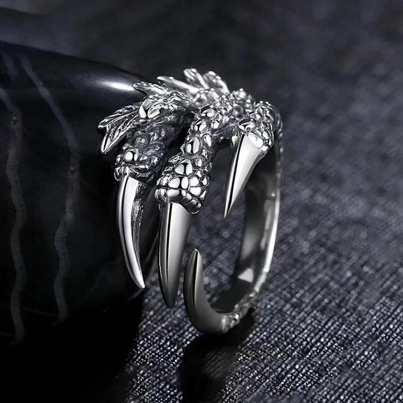 Retro Punk Metal Dragon Claw Ring Suitable For Men And Women Fashionable And Personalized Halloween Party Jewelry Gifts
