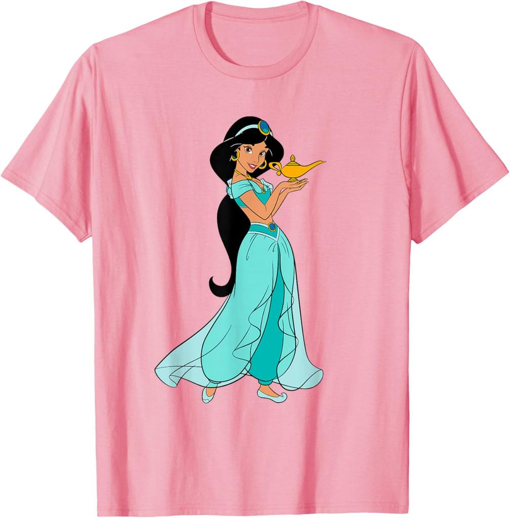 Moda Calda Disney Aladdin Principessa Jasmine e Lampada Magica T-shirt Anni '90 T-shirt S-4XL Regalo per Tutte le Stagioni