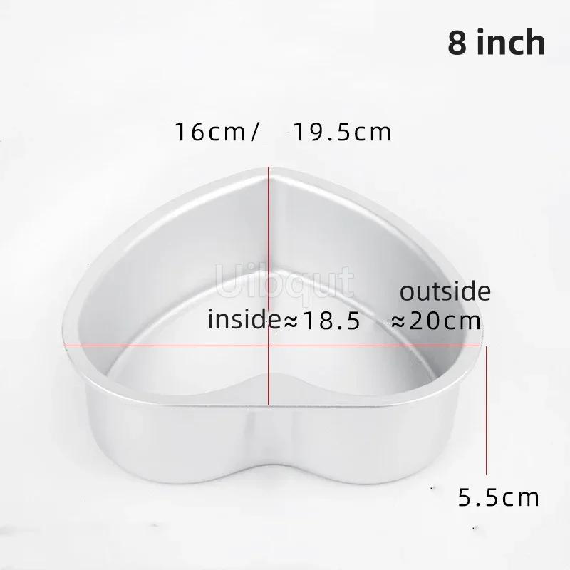 3/4/5/6/7/8/10/11 Inch Heart Shaped Cake Pan mold Solid Bottom Aluminum Alloy Chocolate Cake Pan Silver Tin Baking Mold Mould