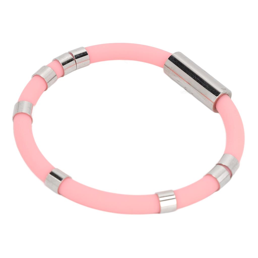 Anti Static Wrist Strap 8 Rings Pink Waterproof Washable Comfortable Wearing Silicone Bracelet for Jogging Winter