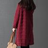 Lady Dress Solid Color Stand Collar Casual Loose Knee Length Winter Dress for