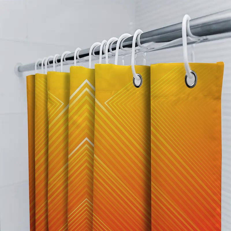 Modern Geometric Shower Curtain Bold Red Orange Stripes For Bath Decor