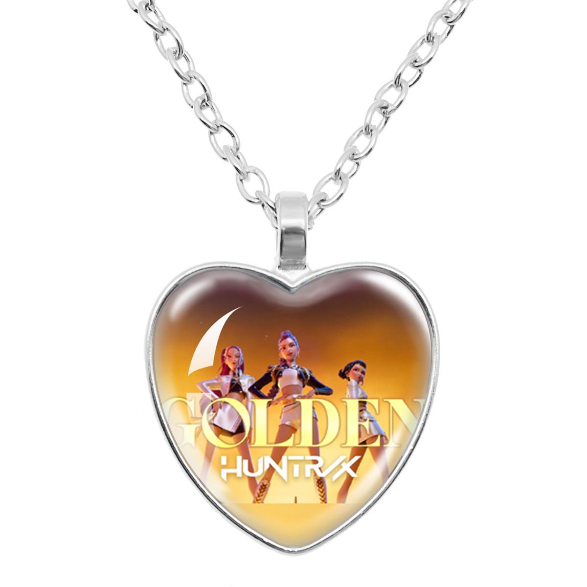KPop Cacciatore di Demoni Anime Collana Carina Gioielli Moda Bambini Accessori Gemma Collana Cuore di Pesca Regalo di Vacanza per Ragazza