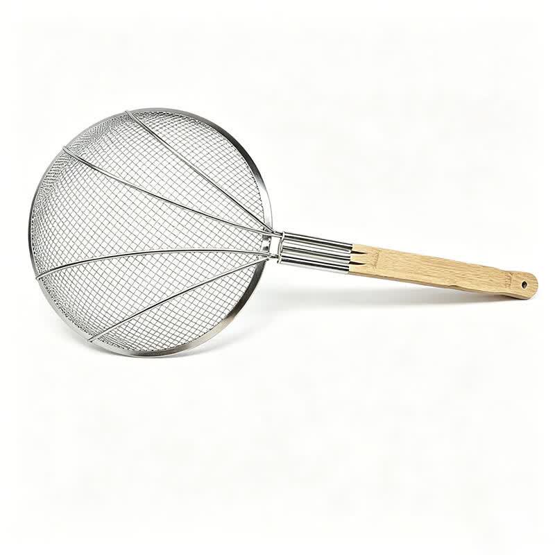 Stainless Steel Slotted Spoon with Wooden Handle