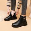 Shoes cotton shoes winter short boots non-slip warm velvet microfiber leather shoes medium and old winter women's shoes black