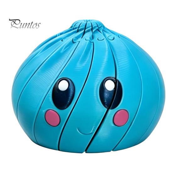Steamed Bun Toy 3D Printed Twisting Dumpling Toy, Slippery Cartoon Expression Anxiety Relief Articulated Spiral Rotating Dough Ball Fidget for Stress