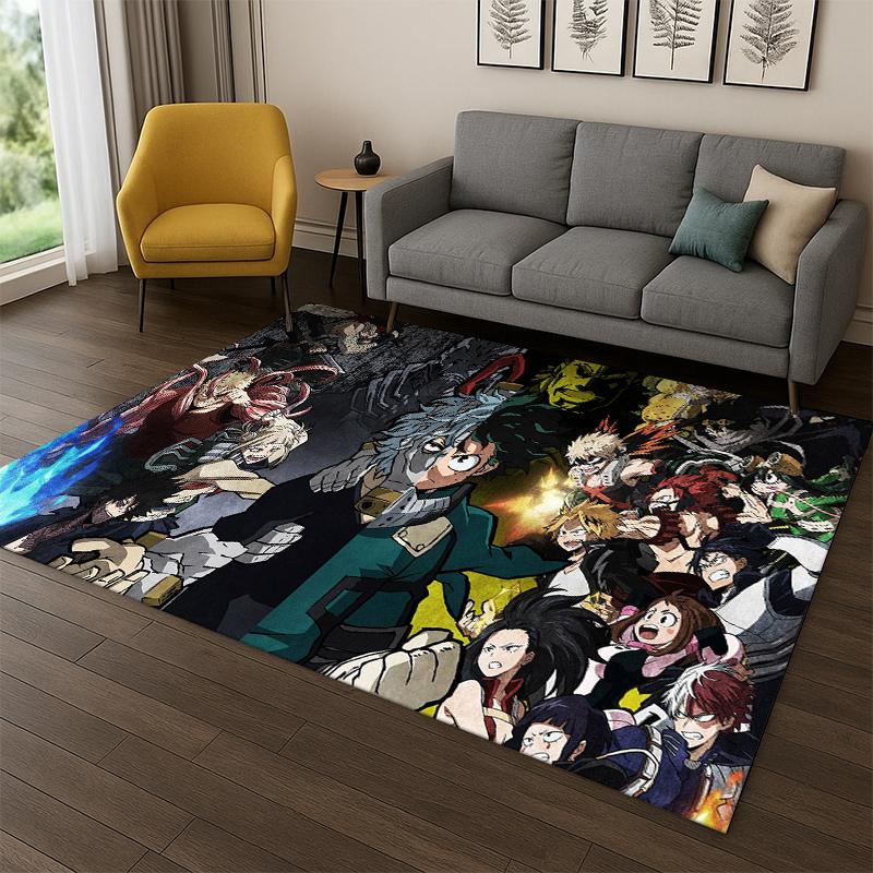My Hero Academia Deku Bakugou Alfombra de Dibujos Animados Anime para Dormitorio Sala de Estar Sofá Felpudo Decoración del Hogar, Alfombra para Zona Infantil Antideslizante