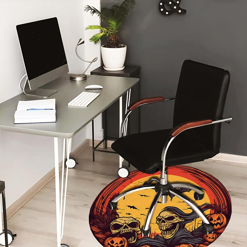 

1pc Office Carpet Chair Mats Halloween Spooky Night with Pumpkins and Skulls Perfect for Decorating Office Chairs, Living Rooms, Or Bedrooms.YDT075 80cm by 80cm