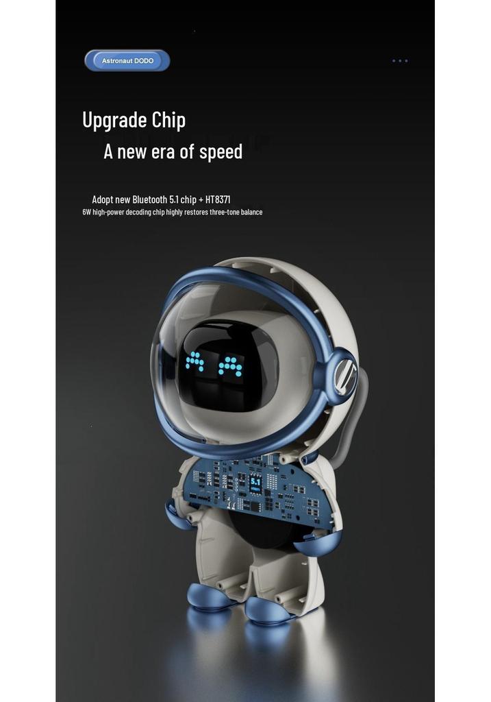 Bluetooth Interaktiver Astronauten-Lautsprecher-Uhr mit Wecker & Speicherkartensteckplatz - Kreatives Geschenk