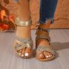 Summer Cross Glitter Open Toe Flat Beach Sandals